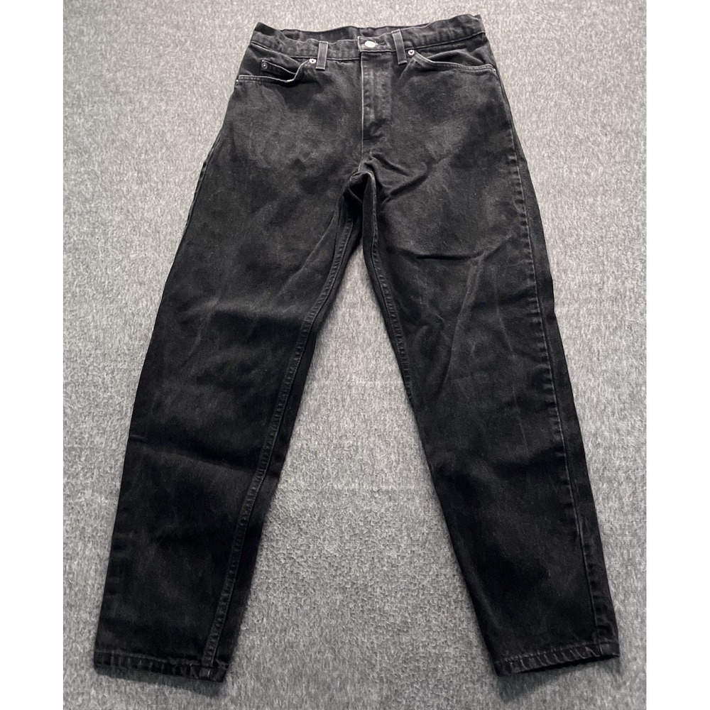 VINTAGE Levi's 550 Jeans Size 28x28 Black Gray Relaxed Fit Denim Orange Tab